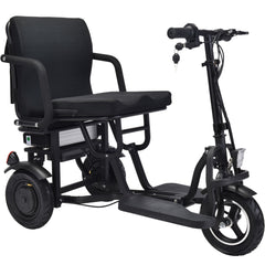 MotoTec Folding Mobility Electric Trike 48v 700w Dual Motor Lithium Black