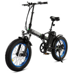 Ecotric 48V Fat Tire Portable and Folding Electric Bike with LCD display-Black and Blue