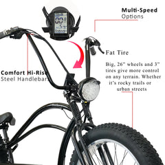 Tracer Tracker DS7 26" 7 Speed Stretch E-Bike with Classic Dual Springer Fork